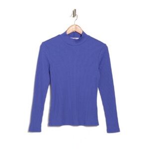 ENA PELLY Long Sleeve Rib Top Dazzling Blue Size 4 NWT
